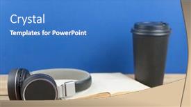  Presentation with black paper - PPT theme having black-paper-coffee-cup-headphone background and a teal colored foreground