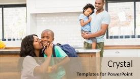  Presentation with black parents - Slide set with black parents - mother kissing her son going background and a coral colored foreground
