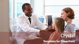  Presentation with pediatrician - Theme enhanced with black parents - pediatrician examining child in hospital background and a tawny brown colored foreground