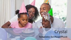  Presentation with happy birthday - Amazing PPT theme having black party - happy family celebrating a birthday backdrop and a light blue colored foreground