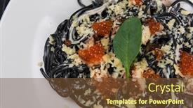  Presentation with italian cuisine - PPT theme consisting of black-pasta-with-cuttlefish-ink background and a tawny brown colored foreground