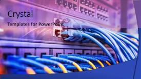  Presentation with server room - Cool new PPT layouts with black patch panel in data backdrop and a coral colored foreground