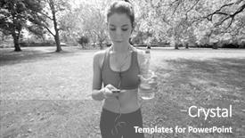  Presentation with black people - Colorful slides enhanced with black people food exercise - beautiful fit woman listening backdrop and a  colored foreground