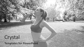  Presentation with drinking water - Presentation theme featuring black people food exercise - fit woman drinking water while background and a light gray colored foreground