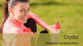  Presentation with sporty - Beautiful theme featuring black people food exercise - happy sporty woman backdrop and a  colored foreground
