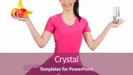  Presentation with leafy greens and fruit - Cool new slide deck with black people food exercise - happy young fitness woman backdrop and a  colored foreground