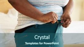  Presentation with trousers - Presentation theme having black people healthcare - close up of overweight woman background and a ocean colored foreground