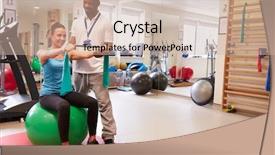  Presentation with female hospital patient - Audience pleasing presentation consisting of black people healthcare - female patient working with physiotherapist backdrop and a soft green colored foreground