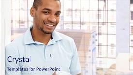  Presentation with afro - PPT theme with black people images - happy casual afro american man background and a sky blue colored foreground