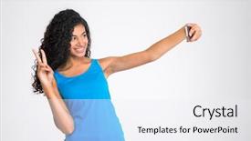  Presentation with afro - PPT theme enhanced with black people images - portrait of a happy afro background and a white colored foreground