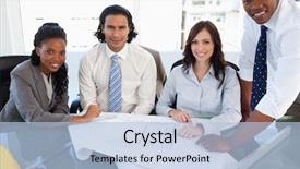  Presentation with team meeting - PPT layouts featuring black people jobs - business team smiling while working background and a  colored foreground