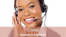  Presentation with call center - Slide deck consisting of black people jobs - young african american call center background and a  colored foreground