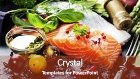  Presentation with healthy food - Slides featuring black pepper - delicious portion of fresh salmon background and a tawny brown colored foreground