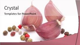  Presentation with clove - PPT theme enhanced with black pepper - garlic clove isolated on white background and a white colored foreground