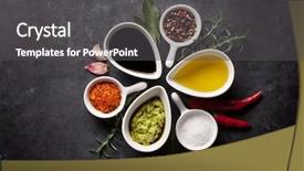  Presentation with herbs - Theme consisting of black pepper - herbs condiments and spices background and a dark gray colored foreground