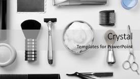  Presentation with shaving - Presentation theme having black photo shaving set background and a light gray colored foreground