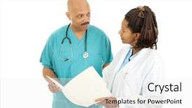  Presentation with african american doctors - Audience pleasing PPT theme consisting of black physiciana - attractive african-american medical doctors read backdrop and a white colored foreground