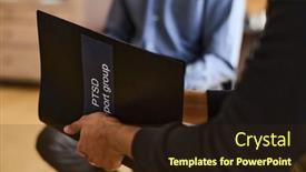  Presentation with black hands - Slide set having black-plastic-folder-in-hands background and a wine colored foreground