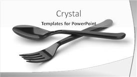  Presentation with spoon - Beautiful theme featuring black-plastic-spoon-and-fork backdrop and a white colored foreground