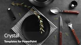  Presentation with cutlery - Presentation theme with black plate and cutlery background and a dark gray colored foreground