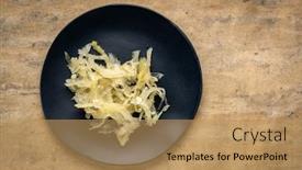  Presentation with probiotics - PPT theme consisting of black-plate-of-sauerkraut-against background and a coral colored foreground