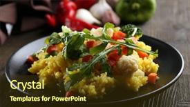  Presentation with hvac black - Audience pleasing slide deck consisting of black plate with vegetable risotto on served wooden table backdrop and a tawny brown colored foreground