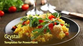  Presentation with black youths - Cool new slide deck with black plate with vegetable risotto backdrop and a tawny brown colored foreground