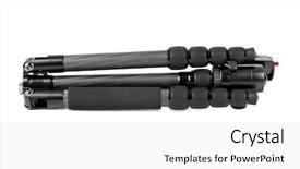  Presentation with old photographs black and white - PPT theme enhanced with black platform - folded photographic tripod isolated background and a white colored foreground