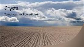  Presentation with dark blue black slate - Cool new presentation theme with black ploughed field under blue cloudy sky with sun backdrop and a light blue colored foreground