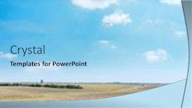  Presentation with agriculture field - Beautiful slide set featuring black plowed agriculture field after harvesting and blue sky with white clouds over it backdrop and a light blue colored foreground