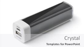  Presentation with power bank - Slide set with black-portable-power-bank-isolated background and a light gray colored foreground