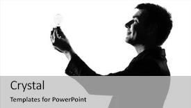  Presentation with behavior - Colorful presentation theme enhanced with black power - silhouette caucasian business man holding backdrop and a light gray colored foreground