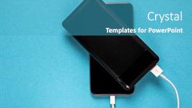  Presentation with power bank - Audience pleasing PPT theme consisting of digital banking - black power bank charges smartphone backdrop and a teal colored foreground