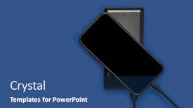  Presentation with power bank - Slide deck featuring black-power-bank-charges-smartphone background and a ocean colored foreground