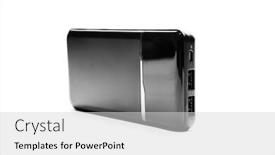  Presentation with power bank - Colorful theme enhanced with black-power-bank-charges-smartphone backdrop and a light gray colored foreground