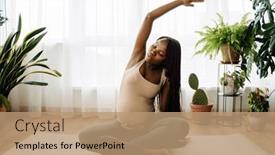  Presentation with black woman - Presentation design consisting of black-pregnant-woman-doing-exercise background and a coral colored foreground