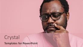  Presentation with pink black - PPT theme enhanced with black-puzzled-man-in-eyeglasses background and a lemonade colored foreground