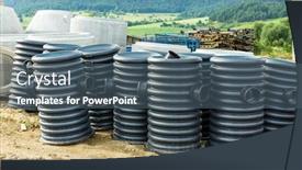  Presentation with pvc - Presentation theme consisting of black-pvc-pipes-construction-material background and a ocean colored foreground