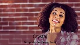  Presentation with happy smiling woman dental health - Slide set consisting of black race - attractive young woman smiling background and a  colored foreground