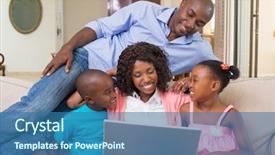  Presentation with living room family - PPT layouts consisting of black race - happy family relaxing background and a ocean colored foreground