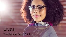  Presentation with happy smiling woman dental health - PPT theme having black race - portrait of attractive young woman background and a  colored foreground