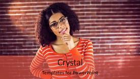  Presentation with rock minerals portrait - Slide set enhanced with black race - portrait of smiling attractive young background and a  colored foreground