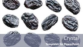  Presentation with black - Theme with black raisins set on white background background and a gray colored foreground