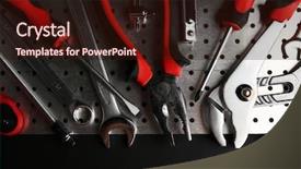  Presentation with tools - Colorful slide set enhanced with black red - different kinds of tools backdrop and a wine colored foreground