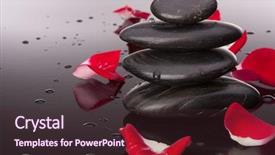  Presentation with spa concept stone - Slide set consisting of black red - spa stone and flower petal background and a tawny brown colored foreground