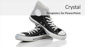  Presentation with tennis shoes - PPT theme featuring black retro hightop tennis shoes background and a white colored foreground