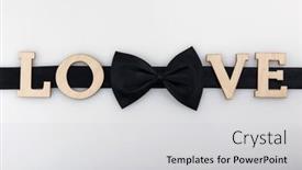  Presentation with black white love - Amazing slide set having black-ribbon-bow-tie backdrop and a light gray colored foreground