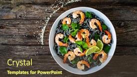  Presentation with noodles - Slide set enhanced with black-rice-noodles-with-fried background and a tawny brown colored foreground