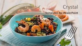  Presentation with shrimp - PPT theme with black-rice-with-shrimp-zucchinis background and a lemonade colored foreground