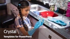  Presentation with cute - Beautiful PPT theme featuring black rubber gloves - cute girl wearing glove while backdrop and a  colored foreground